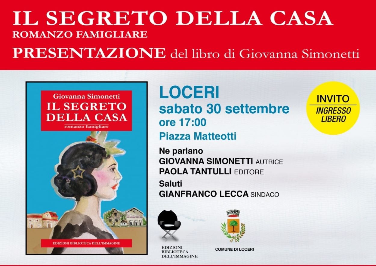 Loceri, sabato pomeriggio Giovanna Simonetti presenta il suo libro ” Il segreto della casa”