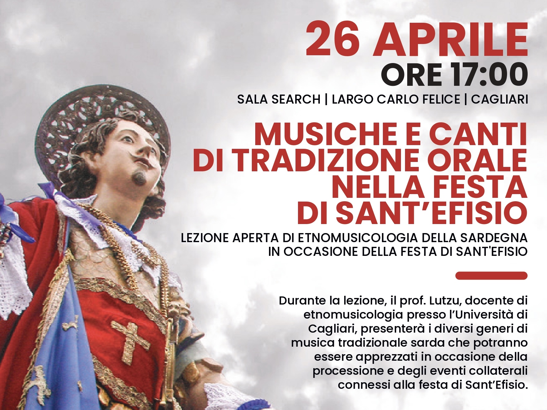 26 Aprile – Musiche e canti di tradizione orale nella Festa di Sant’Efisio al SEARCH di Cagliari