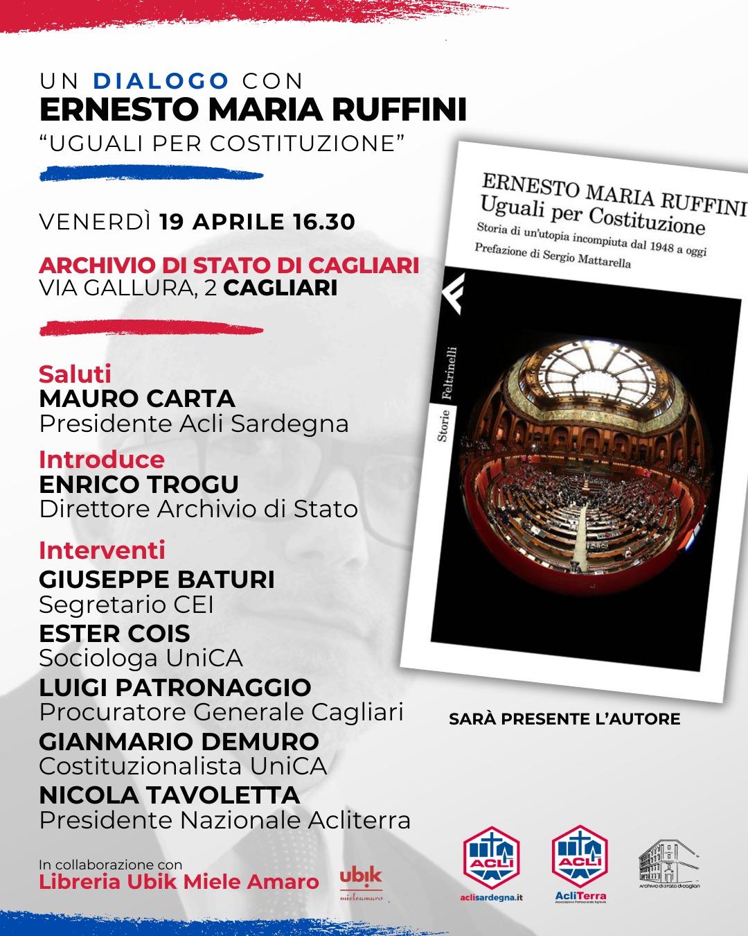 Cagliari. Un dialogo con Ernesto Maria Ruffini “Uguali per la Costituzione”
