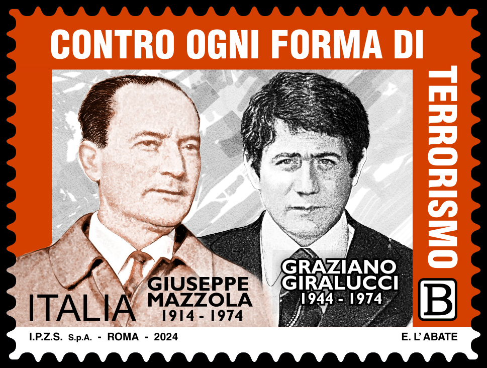 Emesso un francobollo contro ogni forma di terrorismo, dedicato a Giuseppe Mazzola e Graziano Giralucci